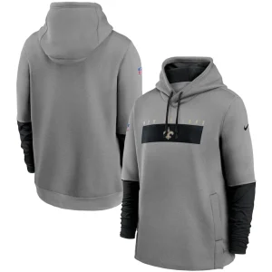 New orleans saints nike sideline playbook performance pullover hoodie Heathered grayblack