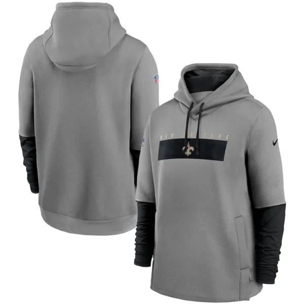 New orleans saints nike sideline playbook performance pullover hoodie Heathered grayblack