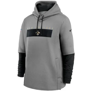 New orleans saints nike sideline playbook performance pullover hoodie Heathered grayblack M