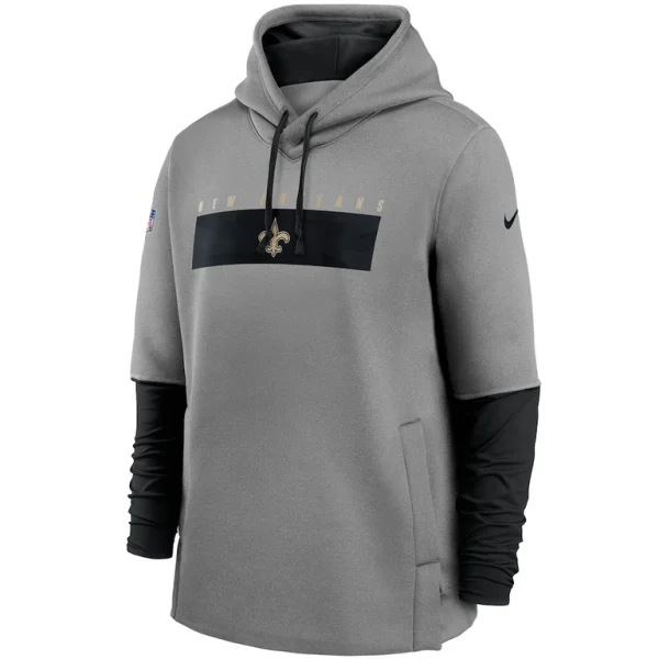 New orleans saints nike sideline playbook performance pullover hoodie Heathered grayblack M