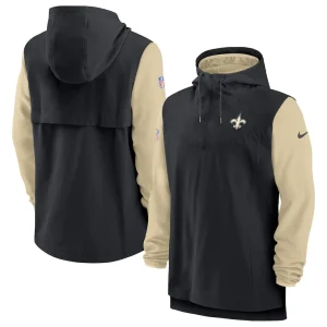 New orleans saints nike sideline player quarter zip hoodie Blackgold