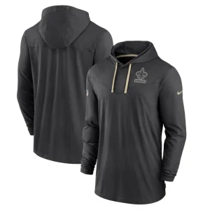 New orleans saints nike sideline pop performance pullover long sleeve hoodie t shirt Black
