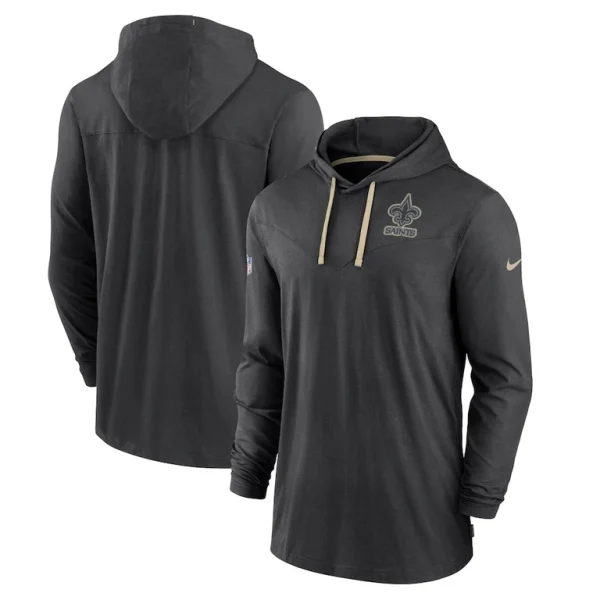 New orleans saints nike sideline pop performance pullover long sleeve hoodie t shirt Black