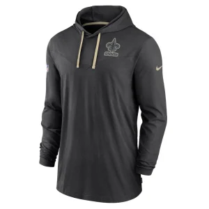 New orleans saints nike sideline pop performance pullover long sleeve hoodie t shirt Black M