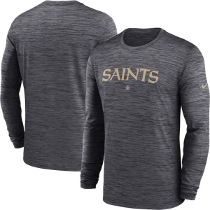 New orleans saints nike sideline team velocity performance long sleeve t shirt Black