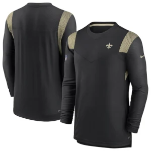 New orleans saints nike sideline tonal logo performance player long sleeve t shirt Black