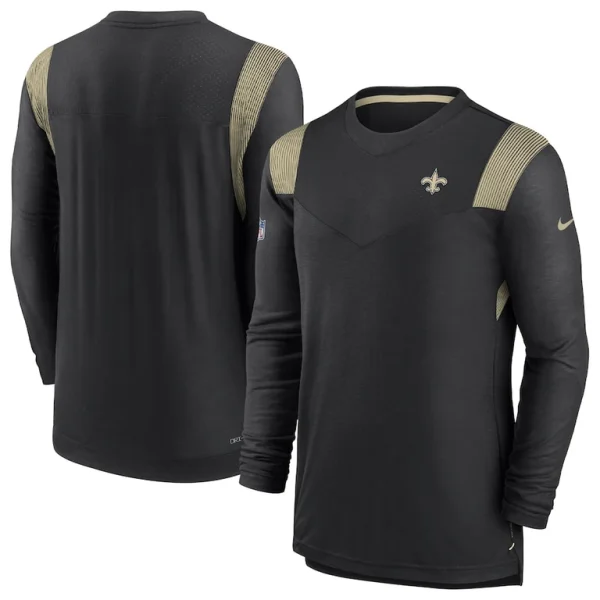 New orleans saints nike sideline tonal logo performance player long sleeve t shirt Black