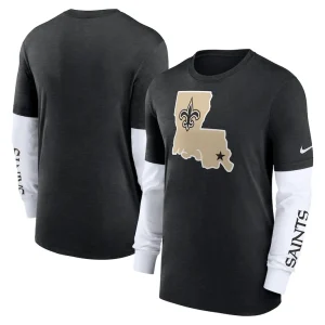 New orleans saints nike slub fashion long sleeve t shirt Heather black