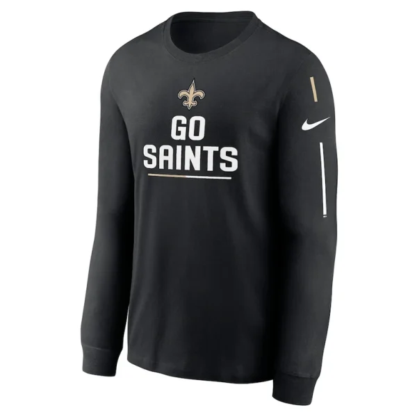New orleans saints nike team slogan long sleeve t shirt Black M