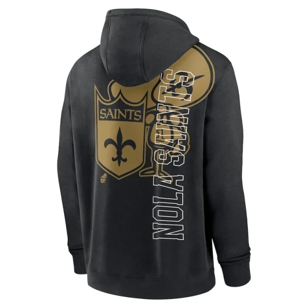 New orleans saints nike throwback layered logo statement pullover hoodie Black M