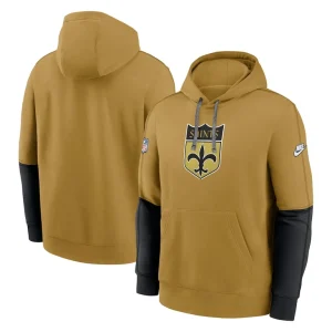 New orleans saints nike throwback logo club tri blend pullover hoodie Gold
