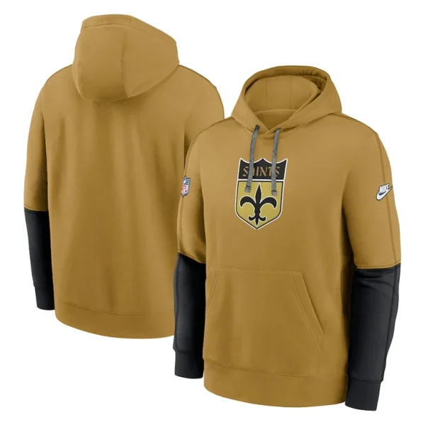 New orleans saints nike throwback logo club tri blend pullover hoodie Gold