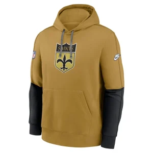 New orleans saints nike throwback logo club tri blend pullover hoodie Gold M