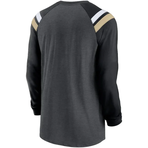 New orleans saints nike tri blend raglan athletic long sleeve fashion t shirt Heathered charcoalblack L