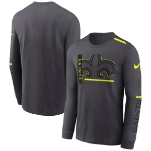 New orleans saints nike volt performance long sleeve t shirt anthracite Multi