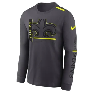 New orleans saints nike volt performance long sleeve t shirt anthracite Multi M