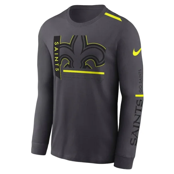 New orleans saints nike volt performance long sleeve t shirt anthracite Multi M