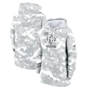 New orleans saints nike womens 2024 salute to service club fleece oversized pullover hoodie Arctic camo