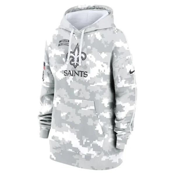 New orleans saints nike womens 2024 salute to service club fleece oversized pullover hoodie Arctic camo S