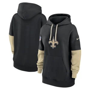 New orleans saints nike womens 2024 sideline essential fleece pullover hoodie Black