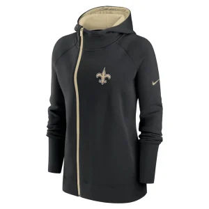 New orleans saints nike womens asymmetrical raglan full zip hoodie Black S