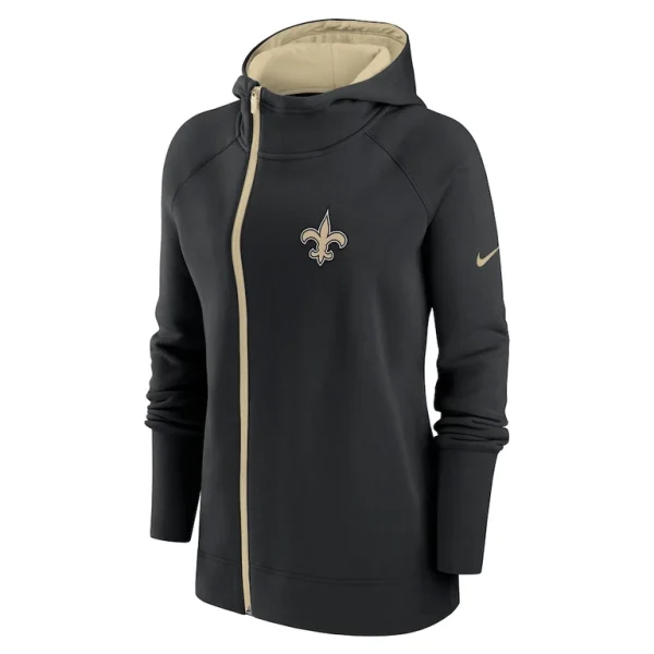 New orleans saints nike womens asymmetrical raglan full zip hoodie Black S
