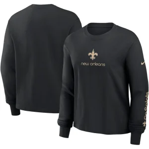 New orleans saints nike womens boxy long sleeve t shirt Black