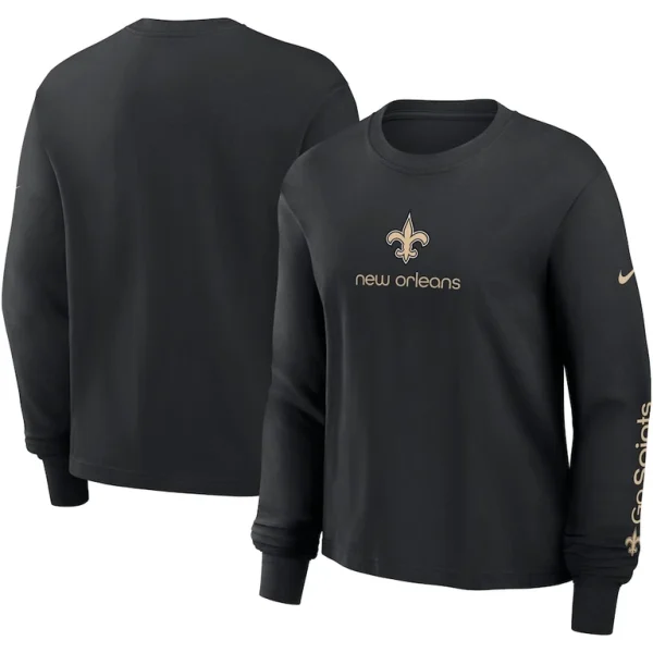New orleans saints nike womens boxy long sleeve t shirt Black