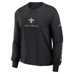 New orleans saints nike womens boxy long sleeve t shirt Black S