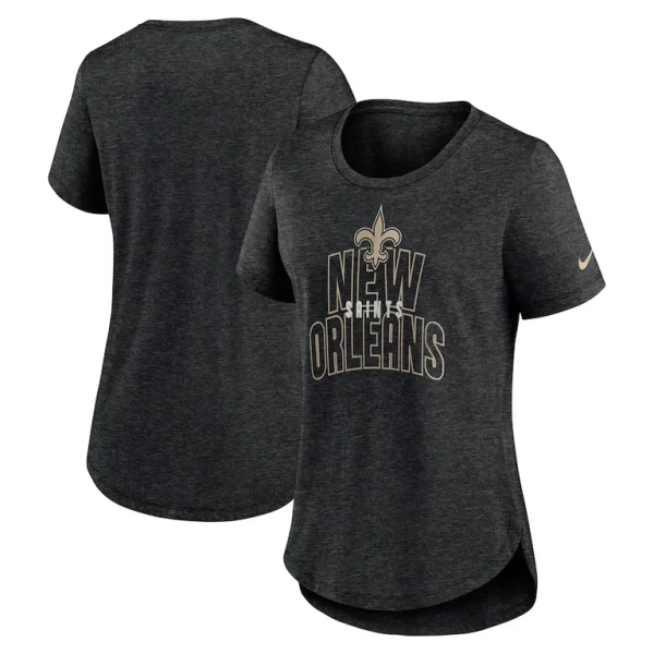 New orleans saints nike womens fashion tri blend t shirt Heather black