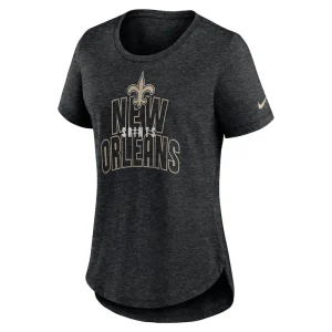 New orleans saints nike womens fashion tri blend t shirt Heather black S