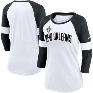 New orleans saints nike womens football pride raglan 34 sleeve t shirt Whiteheather black