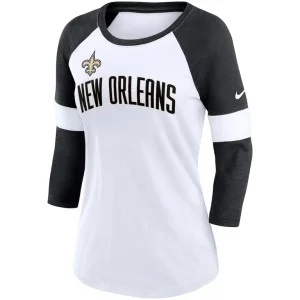 New orleans saints nike womens football pride raglan 34 sleeve t shirt Whiteheather black S