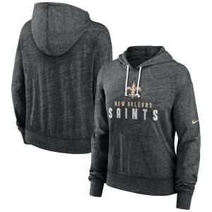 New orleans saints nike womens gym vintage lightweight pullover hoodie Black