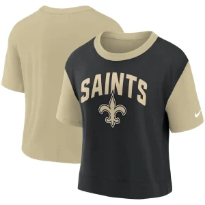 New orleans saints nike womens high hip fashion t shirt Goldblack