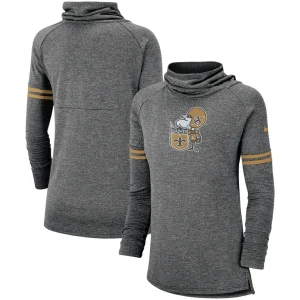 New orleans saints nike womens historic marks long sleeve tri blend funnel sweatshirt Black