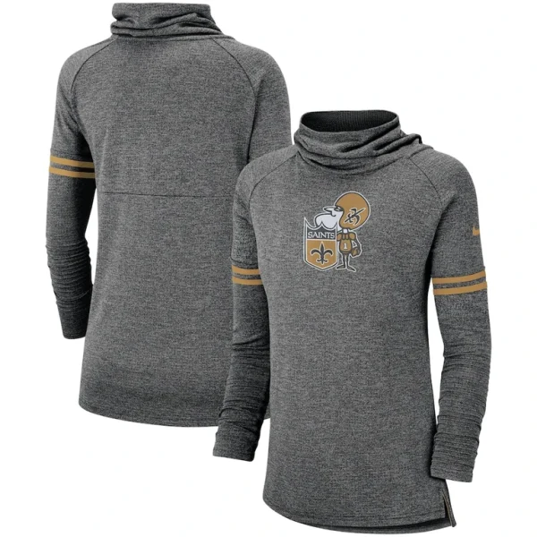 New orleans saints nike womens historic marks long sleeve tri blend funnel sweatshirt Black