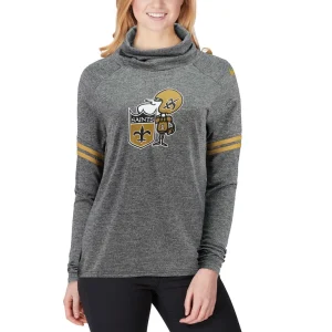 New orleans saints nike womens historic marks long sleeve tri blend funnel sweatshirt Black L
