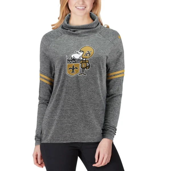 New orleans saints nike womens historic marks long sleeve tri blend funnel sweatshirt Black L