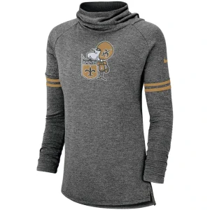 New orleans saints nike womens historic marks long sleeve tri blend funnel sweatshirt Black S