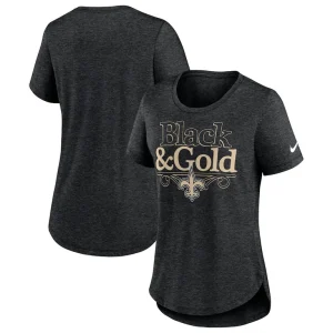 New orleans saints nike womens local fashion tri blend t shirt Heather black