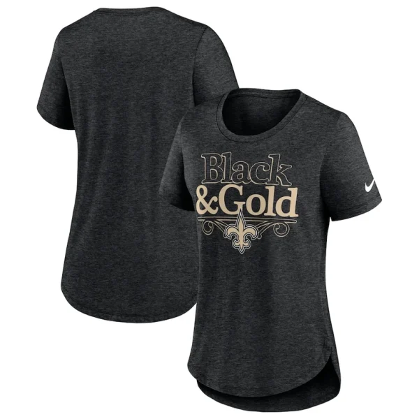 New orleans saints nike womens local fashion tri blend t shirt Heather black