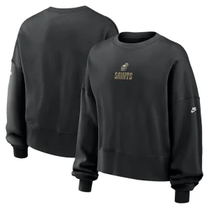 New orleans saints nike womens oversized rewind pullover sweatshirt Black