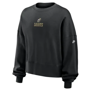 New orleans saints nike womens oversized rewind pullover sweatshirt Black S