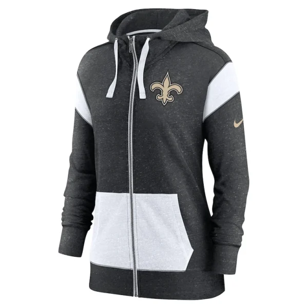 New orleans saints nike womens plus size monaco full zip lightweight hoodie Heather blackwhite Plus 2X