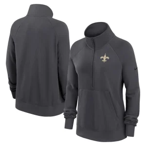 New orleans saints nike womens premium raglan performance half zip sweatshirt Charcoal