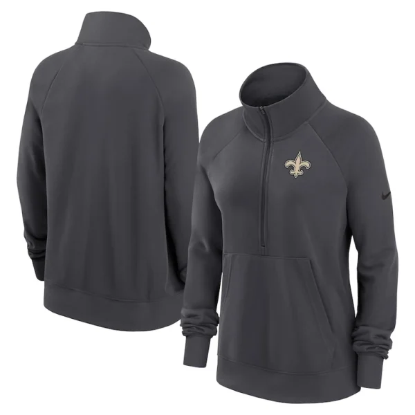 New orleans saints nike womens premium raglan performance half zip sweatshirt Charcoal