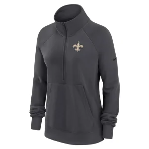 New orleans saints nike womens premium raglan performance half zip sweatshirt Charcoal S