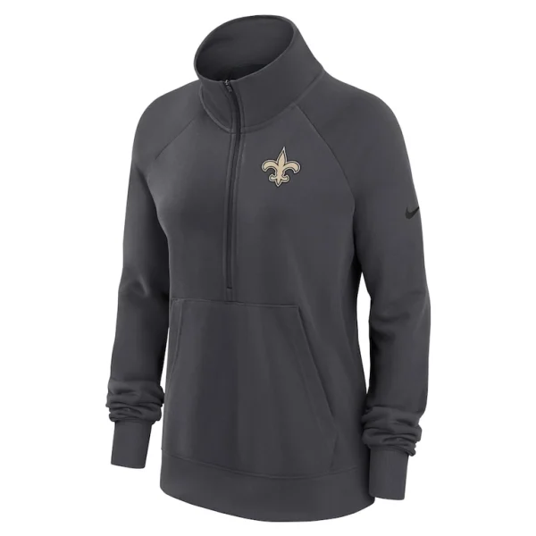 New orleans saints nike womens premium raglan performance half zip sweatshirt Charcoal S