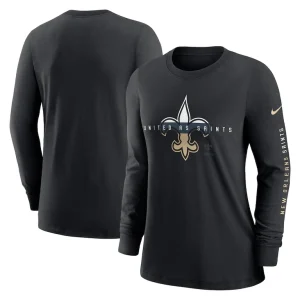 New orleans saints nike womens prime split long sleeve t shirt Black